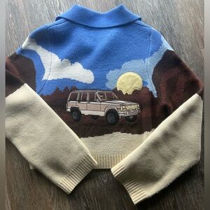 House of Sunny Blue Car Button Up Cardigan
